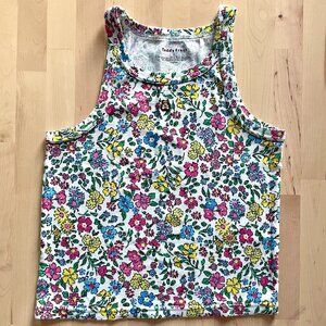 Teddy Fresh Women's White Halter Tank Top with Colorful Flowers size Small